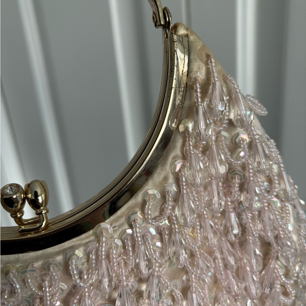 Banana Republic Elegant Pale Pink Beaded Silk Evening Bag - Picture 11 of 16